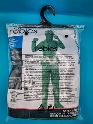 DISFRAZ NIÑO EJÉRCITO VERDE TALLA GRANDE EE. UU. 10-12 CON CASCO AGRIETADO  Foto 1 de 4