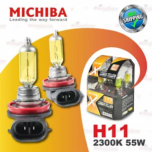 2x H11 711 MICHIBA Scheinwerfer Halogen AutoLampen 2300K GELB Yellow NEBEL LICHT - Picture 1 of 9