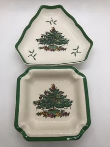 Cenicero triángulo árbol de Navidad de porcelana Spode England de 4,5" de colección 5,5" - Imagen 1 de 6