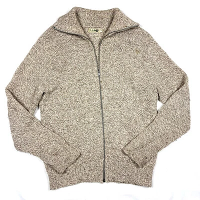 Cárdigan de Colección LL Bean Beige Tostado Lana Tejido Cremallera Completa Abuelo Suéter Para Hombres Mediano Foto 1 de 4