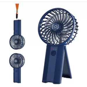 Handheld Fan Portable USB Rechargeable Mini Silent Small Hand 2000mAh Dark Blue - Picture 1 of 7