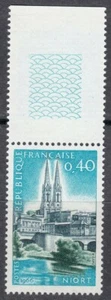 France 1966 MNH Mi 1547 Sc 1158 St. Andrew’s & Sevre River,Niort.Bridge. Edge ** - Picture 1 of 1