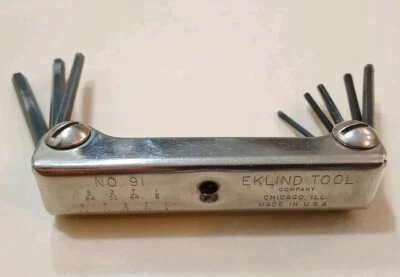 Eklind Tool  No.91 Folding Hex Key Set 5/64 - 1/4 Made In USA Chicago - Image 1 of 4