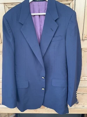 Mens H. Freeman & Son Navy Worsted Wool Blazer Gold Tone Buttons Size 40 Long - Image 1 of 4