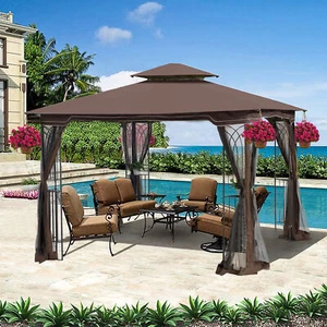 10x10 Outdoor Patio Gazebo Canopy Tent Ventilated Double Roof Mosquito net(Detac - Picture 1 of 18
