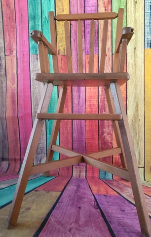 Vintage Wooden High Chair Solid Cover