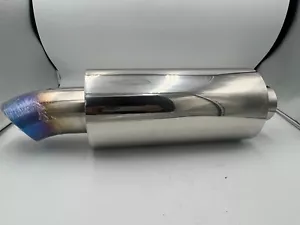 JS Racing Style Exhaust Alloy Stainless Steel Inlet 2.5 in Outlet 3 Blue - Picture 1 of 12