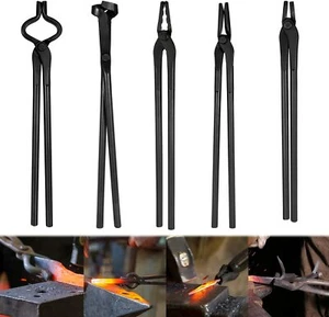 Knife Making Tongs Blacksmith Bladesmith Tong Set Vise Anvil Forge Tools 5PCS - Picture 1 of 11
