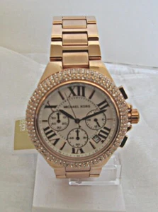 Michael Kors Ladies Camille Rose Gold-Tone Chronograph Watch - MK6995 - Picture 1 of 3