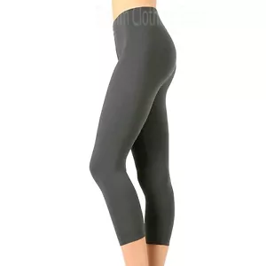 Women's Basic Seamless Soft Yarn Yoga Skinny Fit Capri Length Leggings One Size - Picture 1 of 12