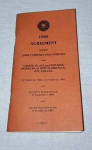 Folleto del acuerdo de unión Ford Libbey Owens 1980 AFL-CIO-CLC - Imagen 1 de 2