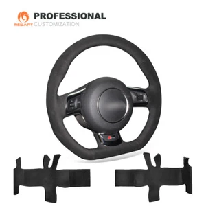 Hand Stitched Black Suede Steering Wheel Cover for Audi TT R8 TTS S3 42 8P 8J - Imagen 1 de 11