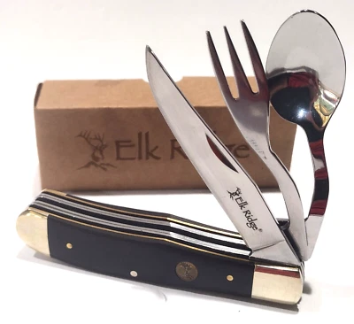 Elk Ridge HOBO Folding Knife w/ Fork & Spoon Utensil Boy Scouts Camping Tool EDC