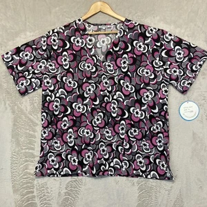 Ladybug Uniforms Floral Print Scrub Top women’s XL with pockets - Picture 1 of 6