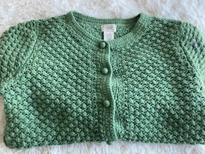 Vintage LL Bean Cardigan Sweater Medium Green Granny Bubble Knit Pearl - Picture 1 of 6