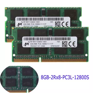 Micron 16GB 8GB 2RX8 DDR3L 1600MHz PC3L-12800S 1.35V SODIMM Laptop Memory RAM 8G - Picture 1 of 10