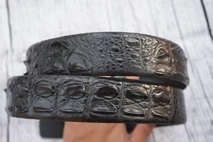 W 1.3 " - Black Real Genuine CROCODILE  LEATHER Skin Men's Belt #C56 - Picture 1 of 10