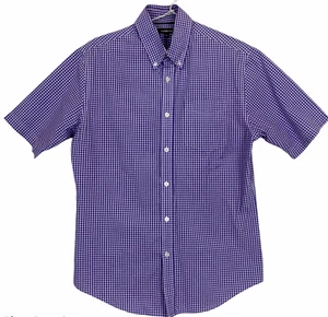 Croft & Barrow Mens Size S Purple Check Short Sleeve Button Up Shirt Business - Picture 1 of 3