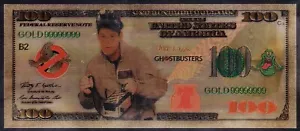 Ghostbusters Ray Stantz United States USA $100 Gold Foil Plastic Banknote - Picture 1 of 3