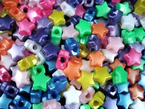 Pony Beads Star Shaped 50pc Pearl Mix Beaded Party DIY Childrens - Picture 1 of 2