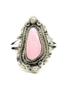 Navajo Native🇺🇸 Sterling Silver Pink Conch Handmade Ring Sz 7 By Alice Sanders - Picture 1 of 13