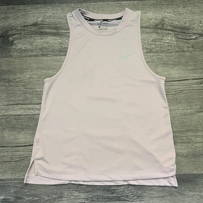 Camiseta sin mangas Nike Dry Miler rosa para correr pequeña transpirable malla ligera para mujer Foto 1 de 4