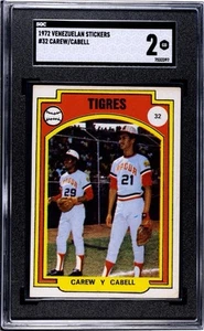1972 Venezuelan Stickers #32 Rod Carew/ Cabell. SGC 2 Without Gluing. - Picture 1 of 2