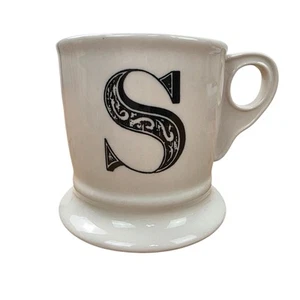 Anthropologie Coffee Mug Monogram "S” Cup White Black Letter Initial Alphabet - Picture 1 of 6