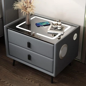 Comodino Smart Grigio LED Bluetooth  Ricarica Wireless USB 3 Colori Dimmerabili - Foto 1 di 8