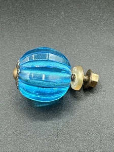Vintage Blue Glass And Brass 1 3/4” - Picture 1 of 7