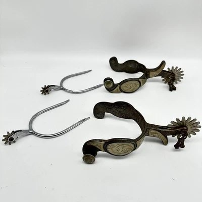 SPURS Steel Jingle Show Spurs Engraved Silver 2 Sets - Image 1 of 4