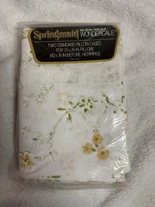 Vintage NOS Springmaid Floral Standard Pillowcase Set Wondercale - Picture 1 of 5