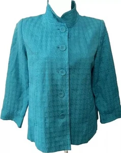 Vintage Linea By Louis Dell'Olio Womens Blazer Jacket Medium Teal Lined Outdoor - Picture 1 of 10