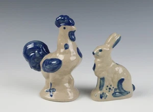 Vintage Beamont Brüder Keramik Volkskunst Steinzeug Hahn & Kaninchen blau BBP - Bild 1 von 10