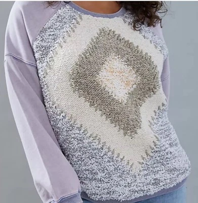 Suéter Pilcro By Anthropologie Anabel Tejido Boho Lila Cuello Redondo Talla s Foto 1 de 4