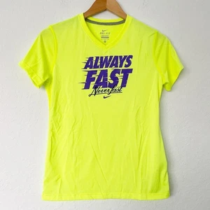 Nike Dri-FIT Always Fast Neon Yellow Graphic Tee Girls XL Athletic Running Shirt - Picture 1 of 7