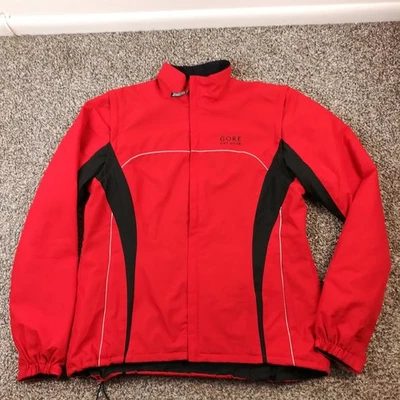 Gore Bike Wear Jacket Mens Medium Red Windstopper Soft Shell Convertible Sleeves - Image 1 of 4
