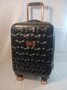 Ted Baker Beau 20" Bow Embossed Four Wheel Trolley Suitcase Black - Picture 1 of 17