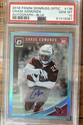2018 Panini Donruss Optic Chase Edmonds PURPLE Auto RC /75 PSA 10 GEM MINT - Image 1 of 3