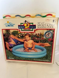 Mickey & Pals Wading Pool 34" x 6" Mickey Stuff for Kids The Wet Set VTG Read De - Picture 1 of 2