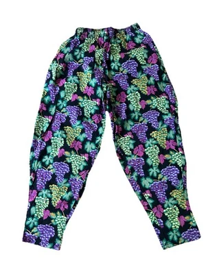 VINTAGE 80S  HIGH WAIST PARACHUTE BARREL LEG  PANTS SZ L Grapes Wine Vine - Image 1 of 4