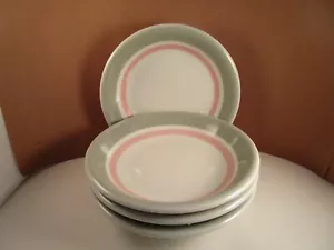 Vintage Shenango China Restaurant Ware Grigio Rosa Fasce Set di 4 Zuppiere A - Foto 1 di 11