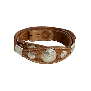 Vintage Double J Saddlery Ledergürtel mit Verzierung Gr. 36 hellbraun Korbgeflecht OHNE SCHNALLE - Bild 1 von 11