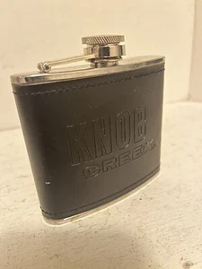 Knob Creek 5 Oz Leather And Stainless Steel Whiskey Hip Flask - Picture 1 of 4