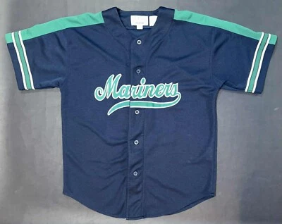 Vtg 1990s Ken Griffey Jr Seattle Mariners #24 Blue Green Jersey Size L STARTER - Image 1 of 3