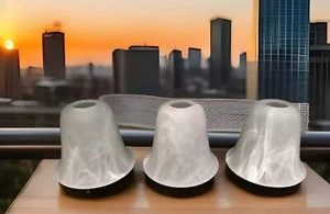 3 LAMP LIGHT FROSTED MARBLED GLASS SHADES CEILING FAN BELL SWIRL 4.75"H - Imagen 1 de 5
