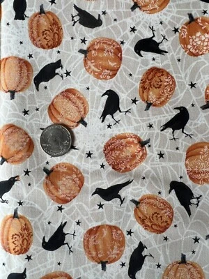 Tela Spooky Night, calabazas y cuervos arrojados ~ 1 1/2 yarda ~ Studio E, Foto 1 de 3