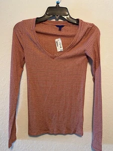 **NEW** Aeropostale Long Sleeve Striped Lightweight V-Neck T-Shirt SM - Picture 1 of 3