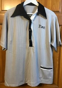 Vtg 80’s Bowling Shirt Plus Sz Gray SS Button Collar Name: MMC, Melinda Calvert - Picture 1 of 8