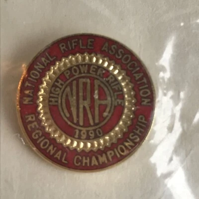 1990 VTG NRA Rifle Assoc Pin Back Tie Tack Lapel Pin Red Gold - NOS - Image 1 of 4